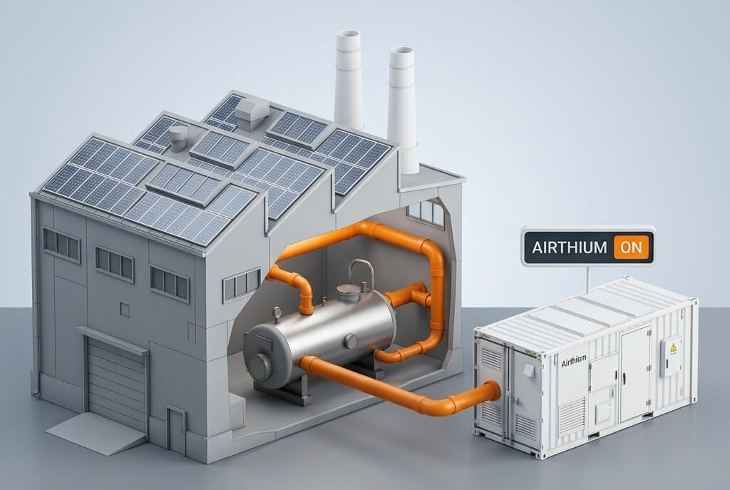 Airthium containerized industrial heat pump — plug-and-play electrified heat for factories