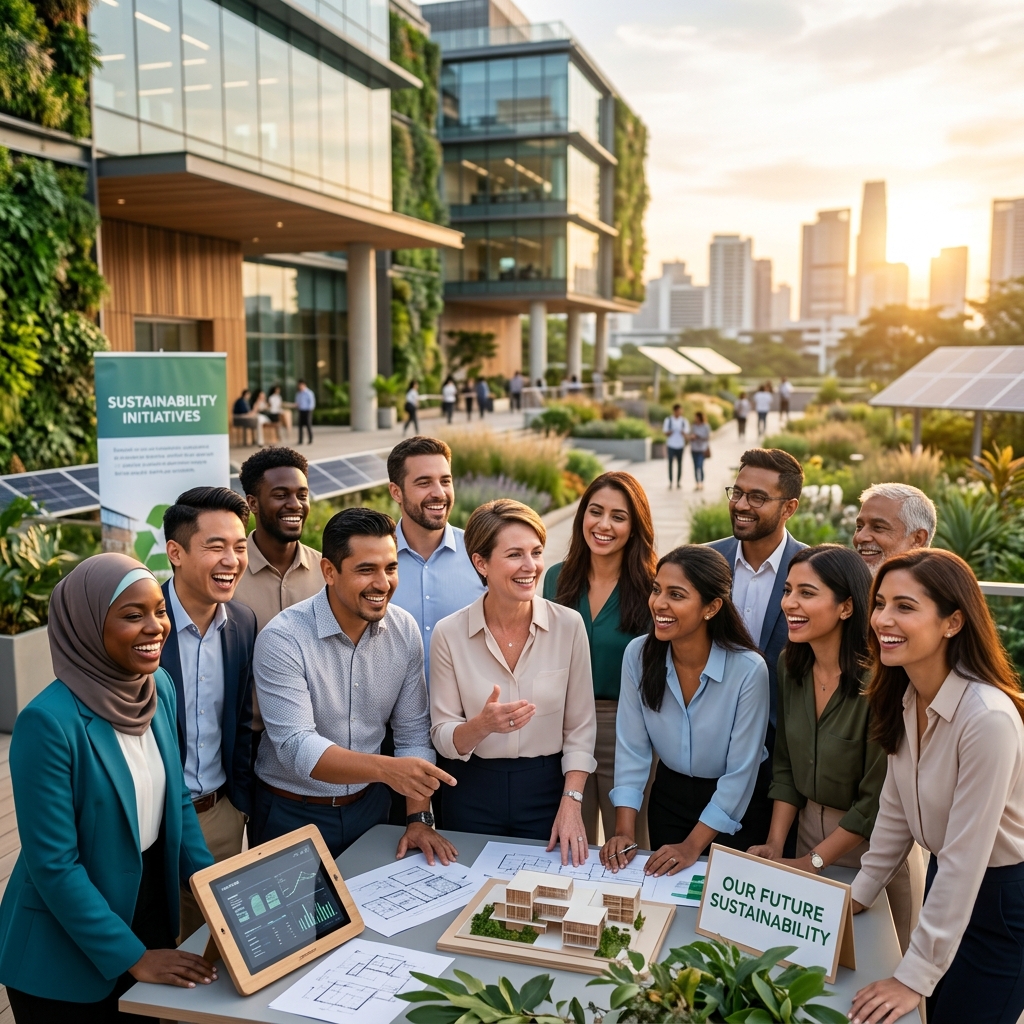 Diverse community of conscious investors collaborating around sustainability projects